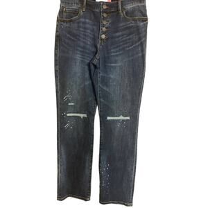 Cabi Jeans NWOT Button Fly Straight Size 8 Women Medium Wash Some Distressing